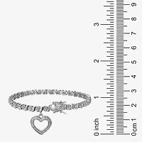 Sparkle Allure Womens Natural White Diamond Accent Pure Silver Over Bronze Heart Inch Tennis Bracelet