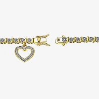 Sparkle Allure Womens Natural White Diamond Accent Heart 7.25 Inch Tennis Bracelet