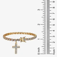 Sparkle Allure Womens Natural White Diamond Accent Cross 7.25 Inch Tennis Bracelet