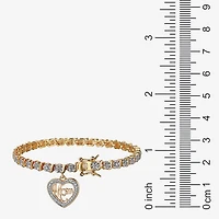 Sparkle Allure Mom Womens Natural White Diamond Accent Heart 7.25 Inch Tennis Bracelet