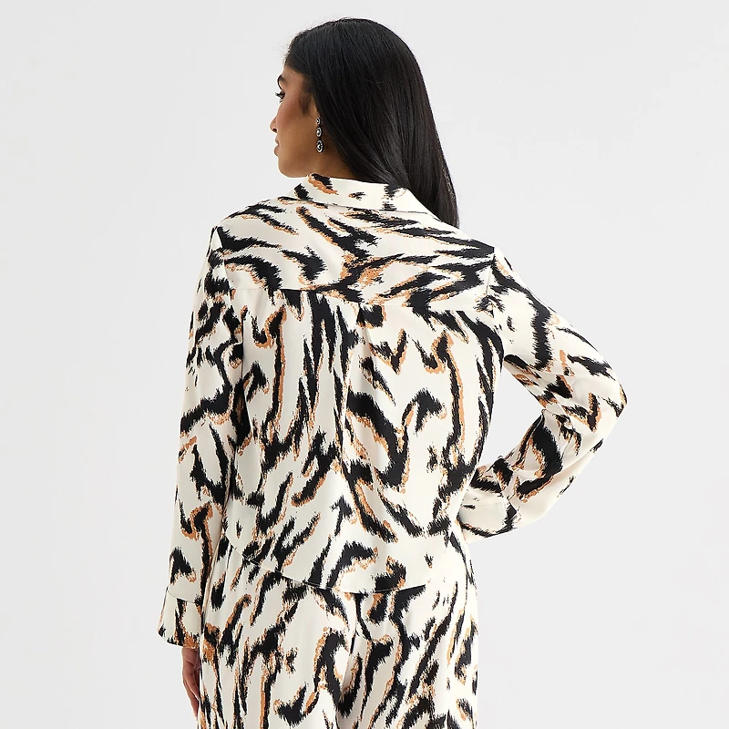 Bold Elements Womens Y Neck Long Sleeve Blouse