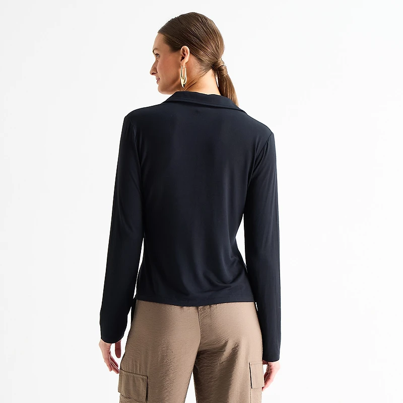 Worthington Womens Fitted Long Sleeve Regular Fit Button-Down Shirt