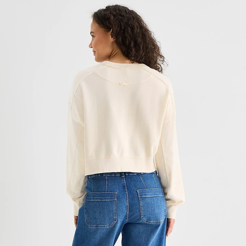 a.n.a Womens Crew Neck Long Sleeve Sweatshirt