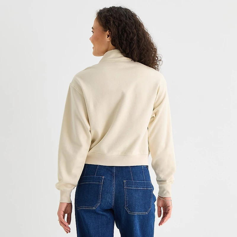 a.n.a Womens Henley Neck Long Sleeve Sweatshirt