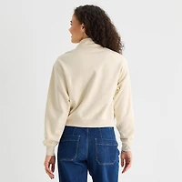 a.n.a Womens Henley Neck Long Sleeve Sweatshirt