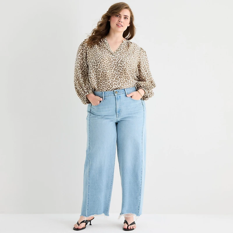 A.N.A Womens Plus Mid Rise Frayed Hem Barrel Jean