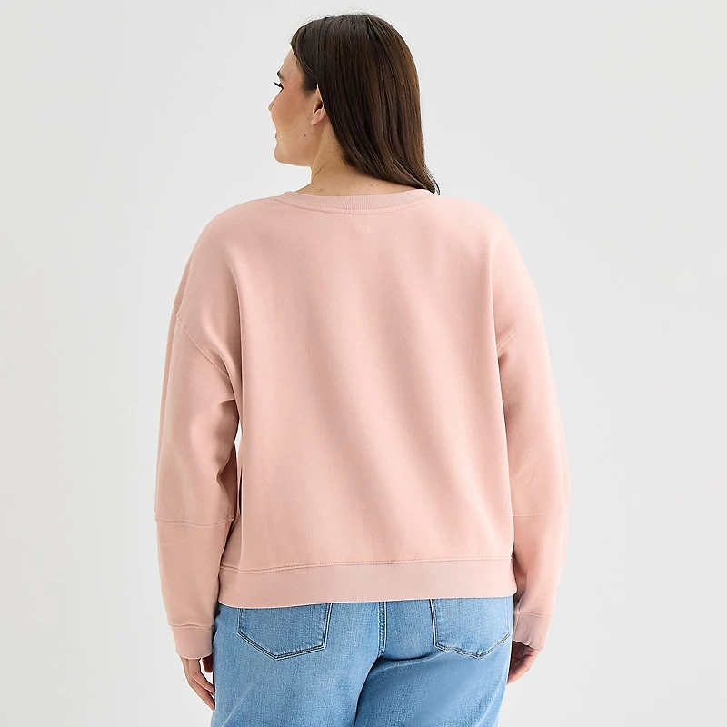 a.n.a Womens Plus Crew Neck Long Sleeve Sweatshirt