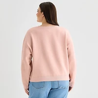 a.n.a Womens Plus Crew Neck Long Sleeve Sweatshirt