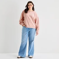 a.n.a Womens Plus Crew Neck Long Sleeve Sweatshirt