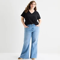 a.n.a Womens Plus V Neck Short Sleeve T-Shirt