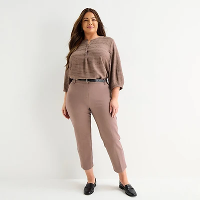 Liz Claiborne Emma Womens Plus Straight Mid Rise Ankle Pant