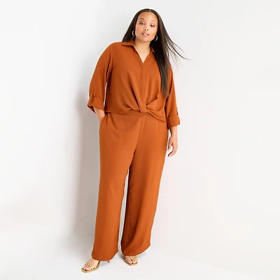 Bold Elements Womens Plus Wide Leg Pull-On Pant