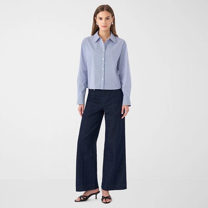 RM Rebecca Minkoff Womens Long Sleeve Boxy Fit Embellished Button-Down Shirt