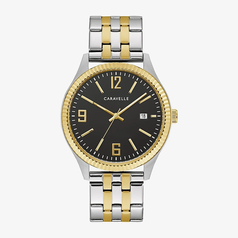 Caravelle Designed By Bulova Mens Two Tone Stainless Steel 2-pc. Watch Boxed Set 45k000