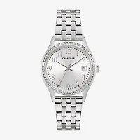 Caravelle Designed By Bulova Womens Crystal Accent Silver Tone Stainless Steel 2-pc. Watch Boxed Set 43x104