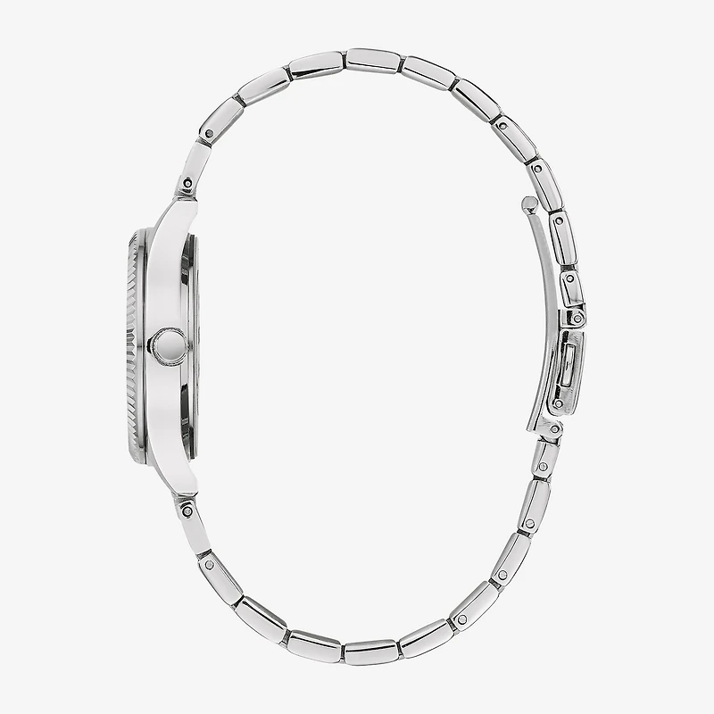 Caravelle Designed By Bulova Womens Crystal Accent Silver Tone Stainless Steel 2-pc. Watch Boxed Set 43x104