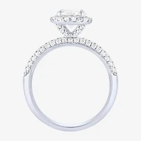 (H-I / I1) Womens 2 CT. T.W. Lab Grown White Diamond 14K Gold Round Side Stone Halo Bridal Set