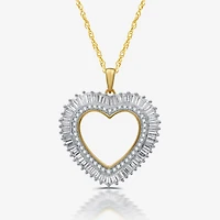 (H-I / I1) Womens 1 CT. T.W. Lab Grown White Diamond 14K Gold Over Silver Sterling Heart 18 Inch Pendant Necklace