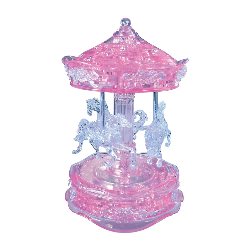 BePuzzled 3D Crystal Puzzle - Carousel (Pink): 83Pcs