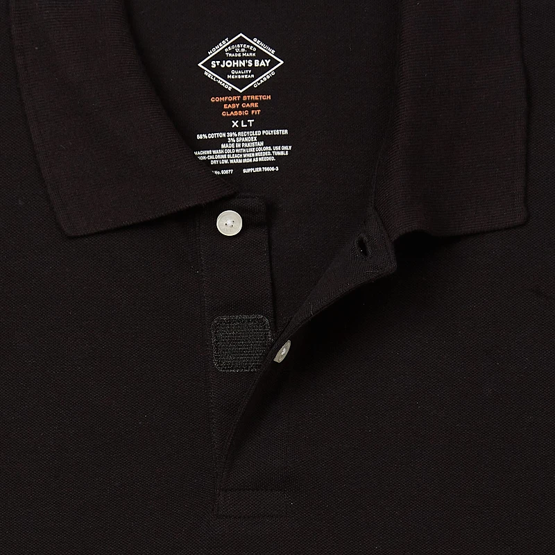 St. John's Bay Premium Stretch Big and Tall Mens Classic Fit Easy-on + Easy-off Adaptive Short Sleeve Polo Shirt
