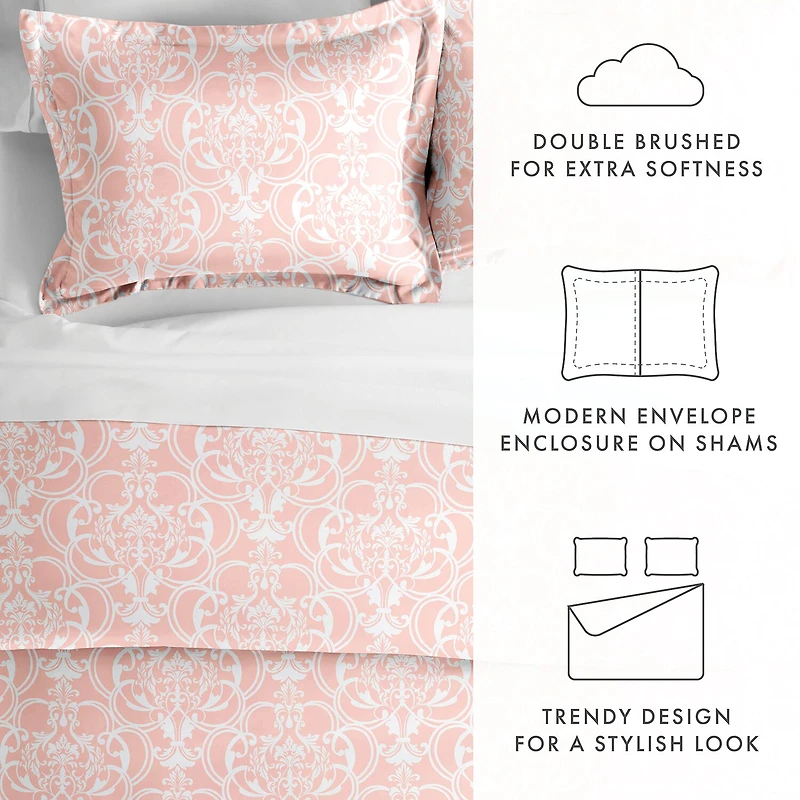 Casual Comfort Romantic Damask Pattern Oversized Duvet Cover Set
