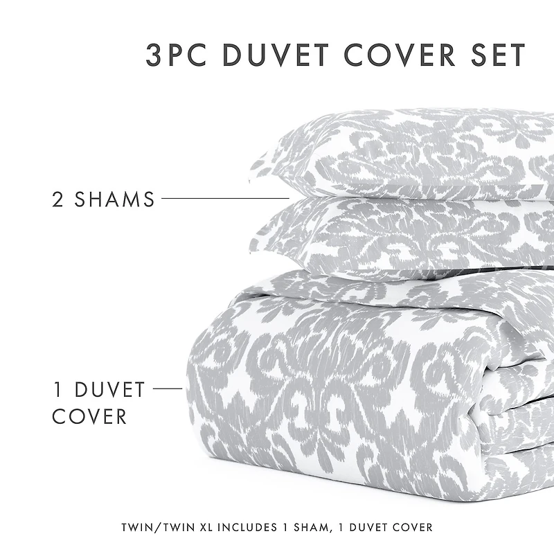 Casual Comfort Soft Damask Pattern Oversized Duvet Cover Set