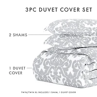 Casual Comfort Soft Damask Pattern Oversized Duvet Cover Set