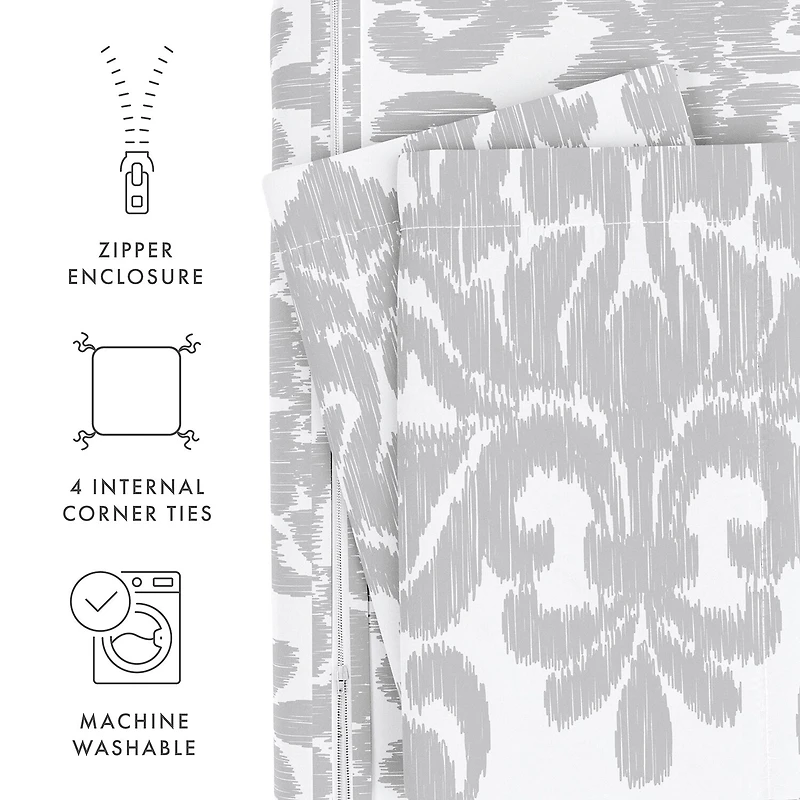 Casual Comfort Soft Damask Pattern Oversized Duvet Cover Set