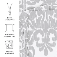 Casual Comfort Soft Damask Pattern Oversized Duvet Cover Set