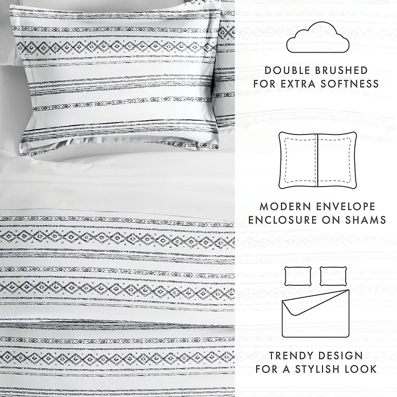 Casual Comfort Geo Threads Pattern Oversized Duvet Cover Set