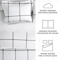 Casual Comfort Grid Patterned Duvet Cover Set