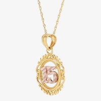 Womens White Cubic Zirconia 14K Two Tone Gold Oval Pendant Necklace
