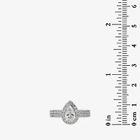 DiamonArt® Womens White Cubic Zirconia Sterling Silver Pear Engagement Ring