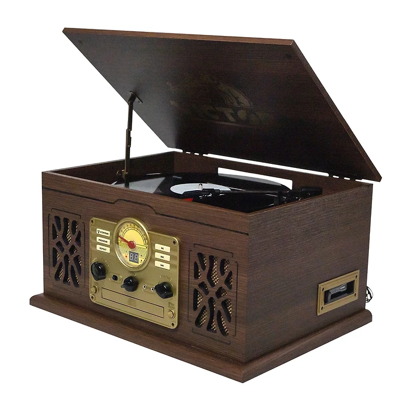 Victor state 7-in-1 espresso wood music Turntable