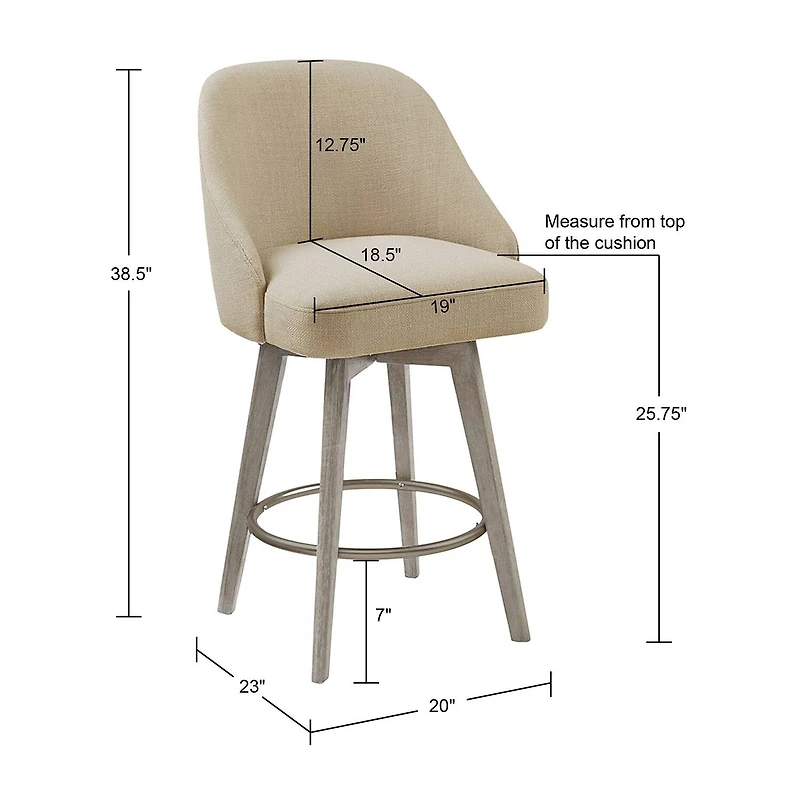Madison Park Walsh Counter Height Upholstered Swivel Bar Stool