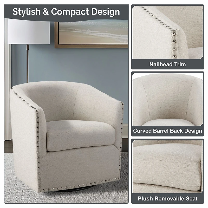 Madison Park Memo Living Room Collection Swivel Upholstered Armchair