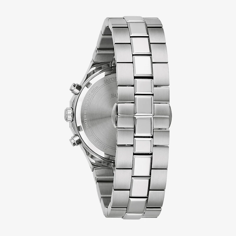Bulova Prestige Mens Chronograph Silver Tone Stainless Steel Bracelet Watch 96b459