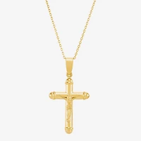 Bonded Brilliance Crucifix Womens 14K Gold Bonded With Sterling Silver Cross 18 Inch Pendant Necklace