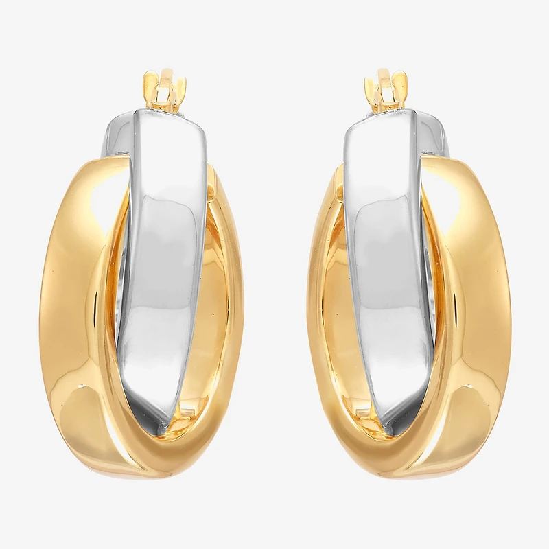 Bonded Brilliance Womens 14K Gold Bonded With Sterling Silver 23.9mm Hoop Earrings