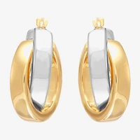 Bonded Brilliance Womens 14K Gold Bonded With Sterling Silver 23.9mm Hoop Earrings