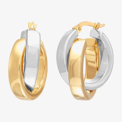 Bonded Brilliance Womens 14K Gold Bonded With Sterling Silver 23.9mm Hoop Earrings