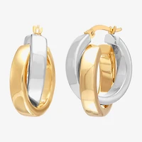 Bonded Brilliance Womens 14K Gold Bonded With Sterling Silver 23.9mm Hoop Earrings
