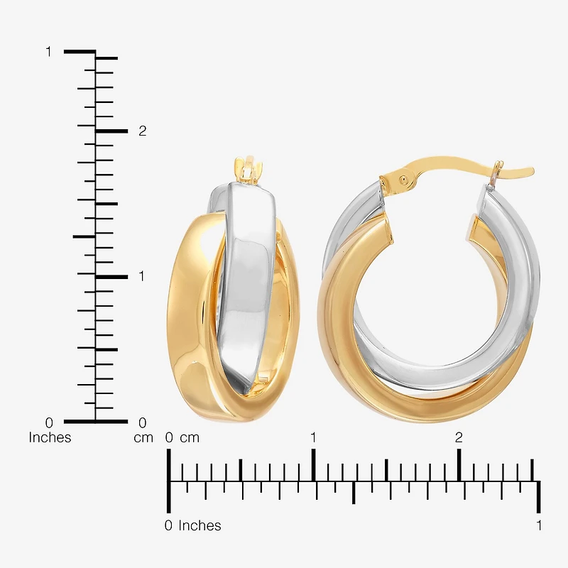 Bonded Brilliance Womens 14K Gold Bonded With Sterling Silver 23.9mm Hoop Earrings
