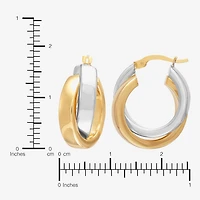 Bonded Brilliance Womens 14K Gold Bonded With Sterling Silver 23.9mm Hoop Earrings