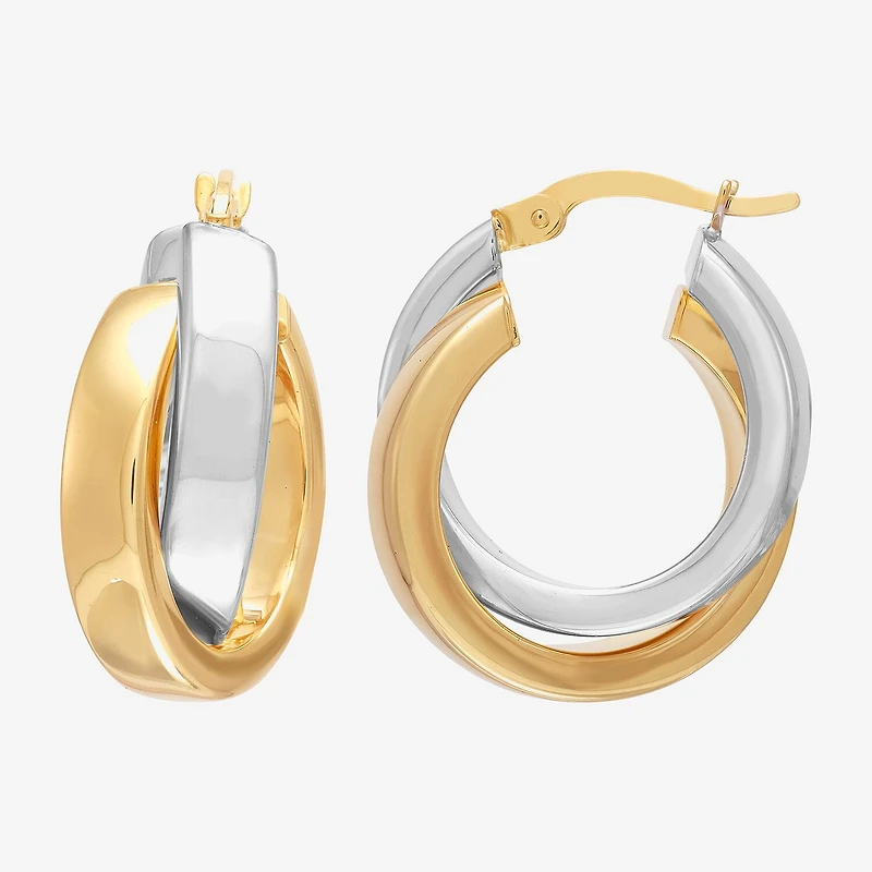 Bonded Brilliance Womens 14K Gold Bonded With Sterling Silver 23.9mm Hoop Earrings