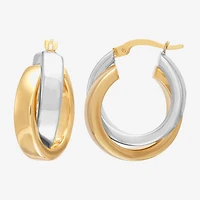 Bonded Brilliance Womens 14K Gold Bonded With Sterling Silver 23.9mm Hoop Earrings