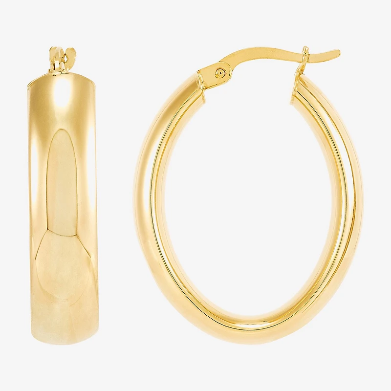 Bonded Brilliance Womens 14K Gold Bonded With Sterling Silver 28.3mm Hoop Earrings