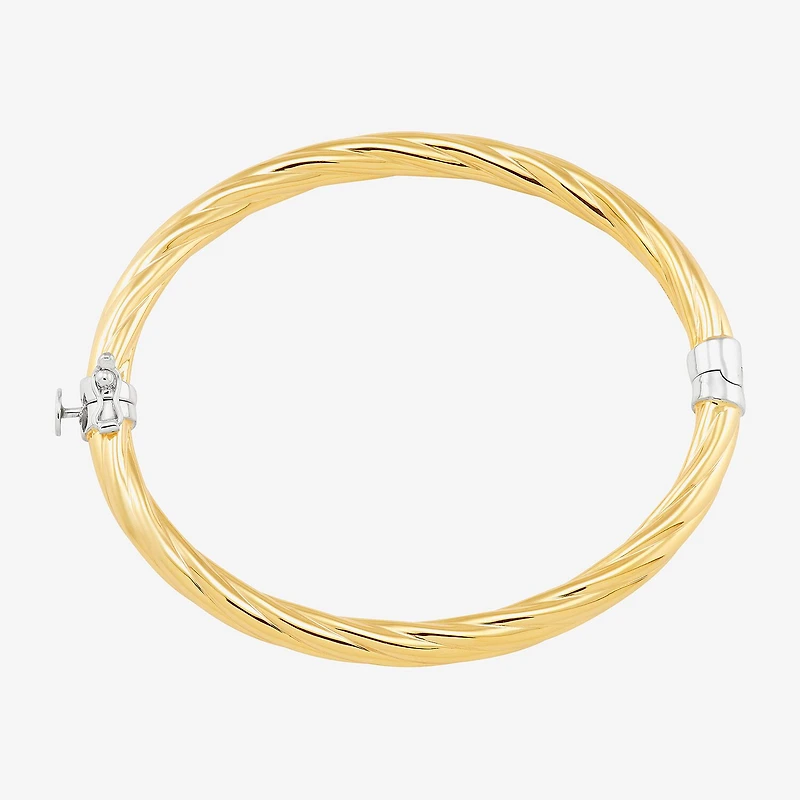 Bonded Brilliance Womens 14K Gold Bonded With Sterling Silver Bangle Bracelet