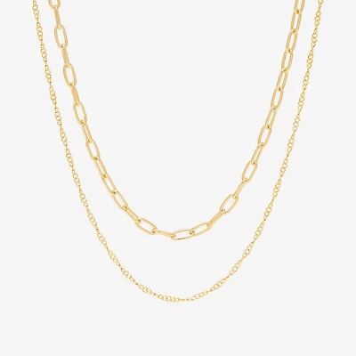 Womens 14K Gold Over Silver 2-pc. Necklace Set