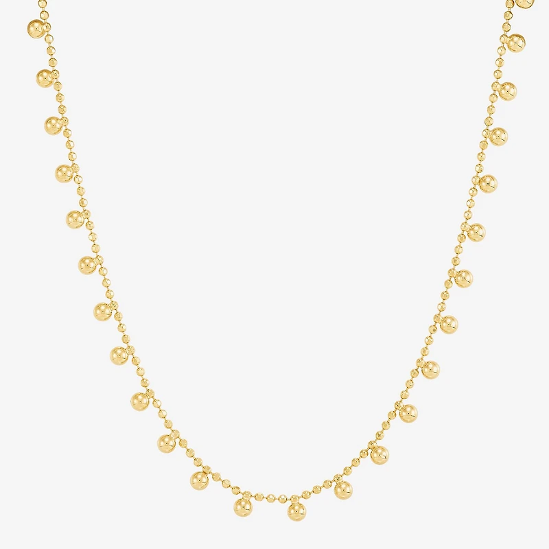 Made in Italy Womens 14K Gold Over Silver 18 Inch Bead Chain Necklace